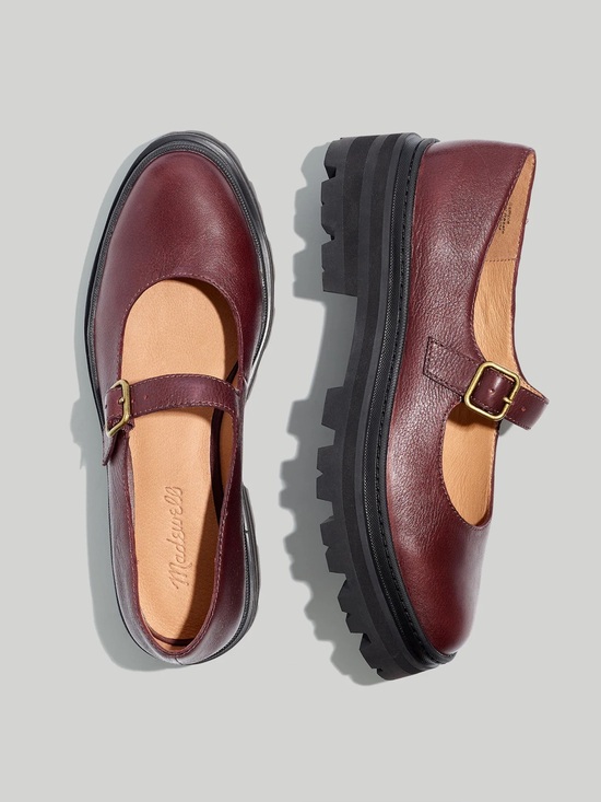 Madewell Shoes - Madewell Wine Leather Mary Jane with Black Lug Sole